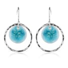 Silver & turquoise circle drop earrings