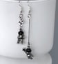 SPACEMAN STAR EARRINGS starfall mismatched cute cool silver plate - Image 9