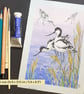 Avocet at the Water's Edge, original bird illustration, nature artwork - Image 9