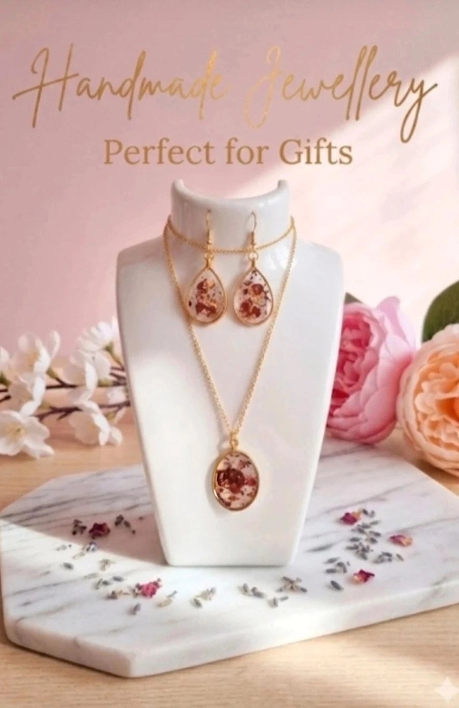 Handmade Floral Resin Jewellery Set