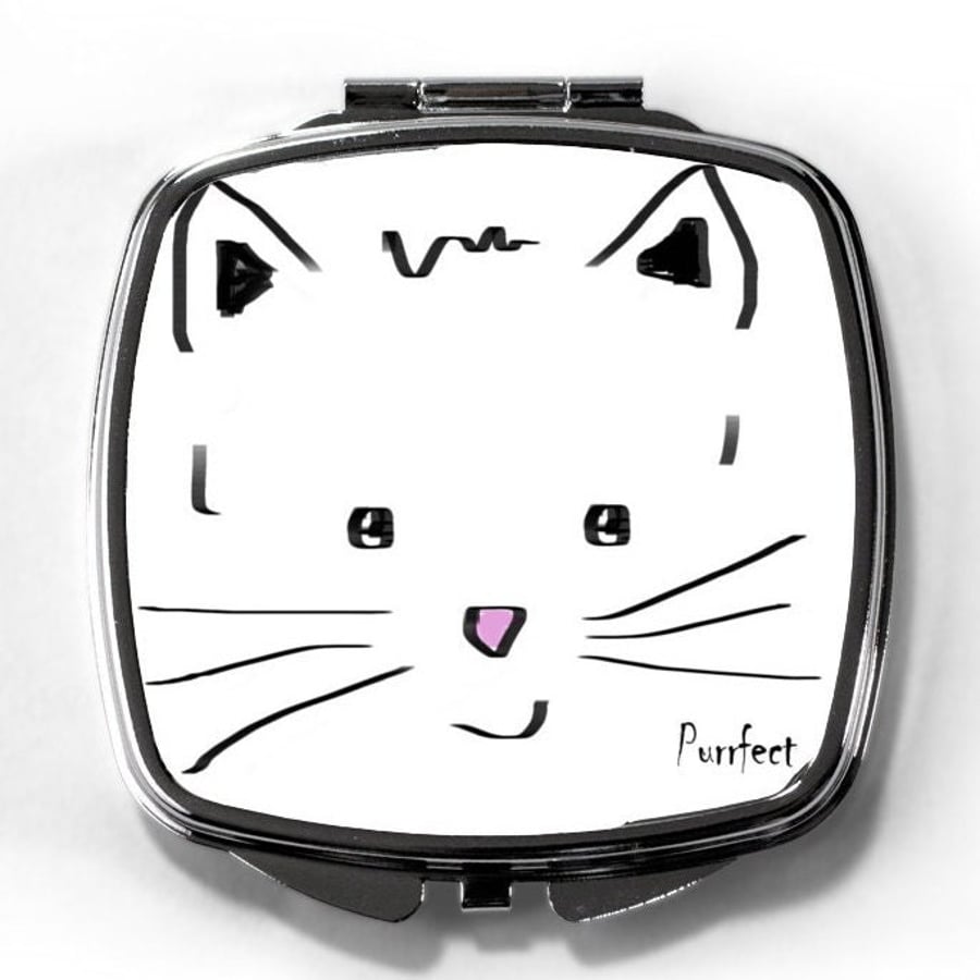 Cat Mirror original line art drawing on fun mirror