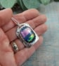 Aurora Seascape Necklace, Sterling Silver and Glass Artisan Pendant  - Image 2