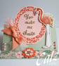 Flamingo Fancy Frame Easel Blank Greeting Card