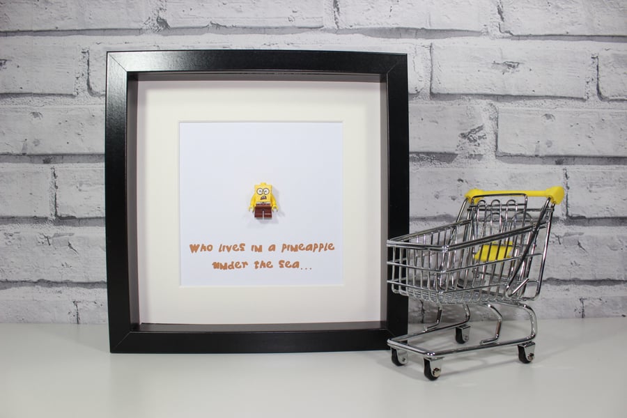 SPONGEBOB SQUAREPANTS - FRAMED LEGO MINIFIGURE - QUIRKY ART WORK