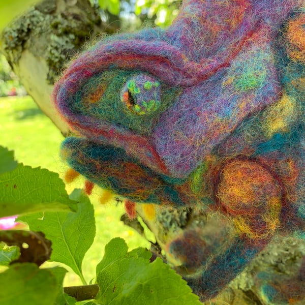 Needle Felted Chameleon, Veiled, Yemen, Wool Chameleon, Reptile, Chameleon