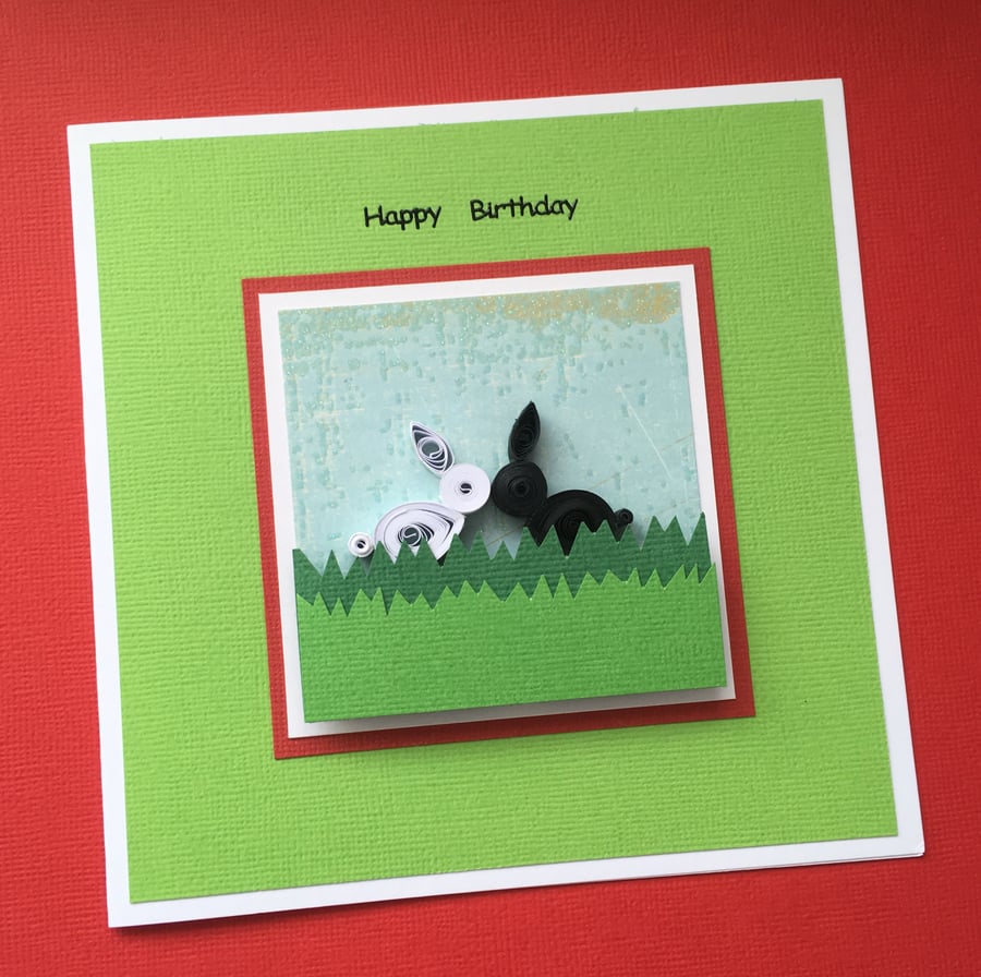 Quilled birthday card - personalised option available