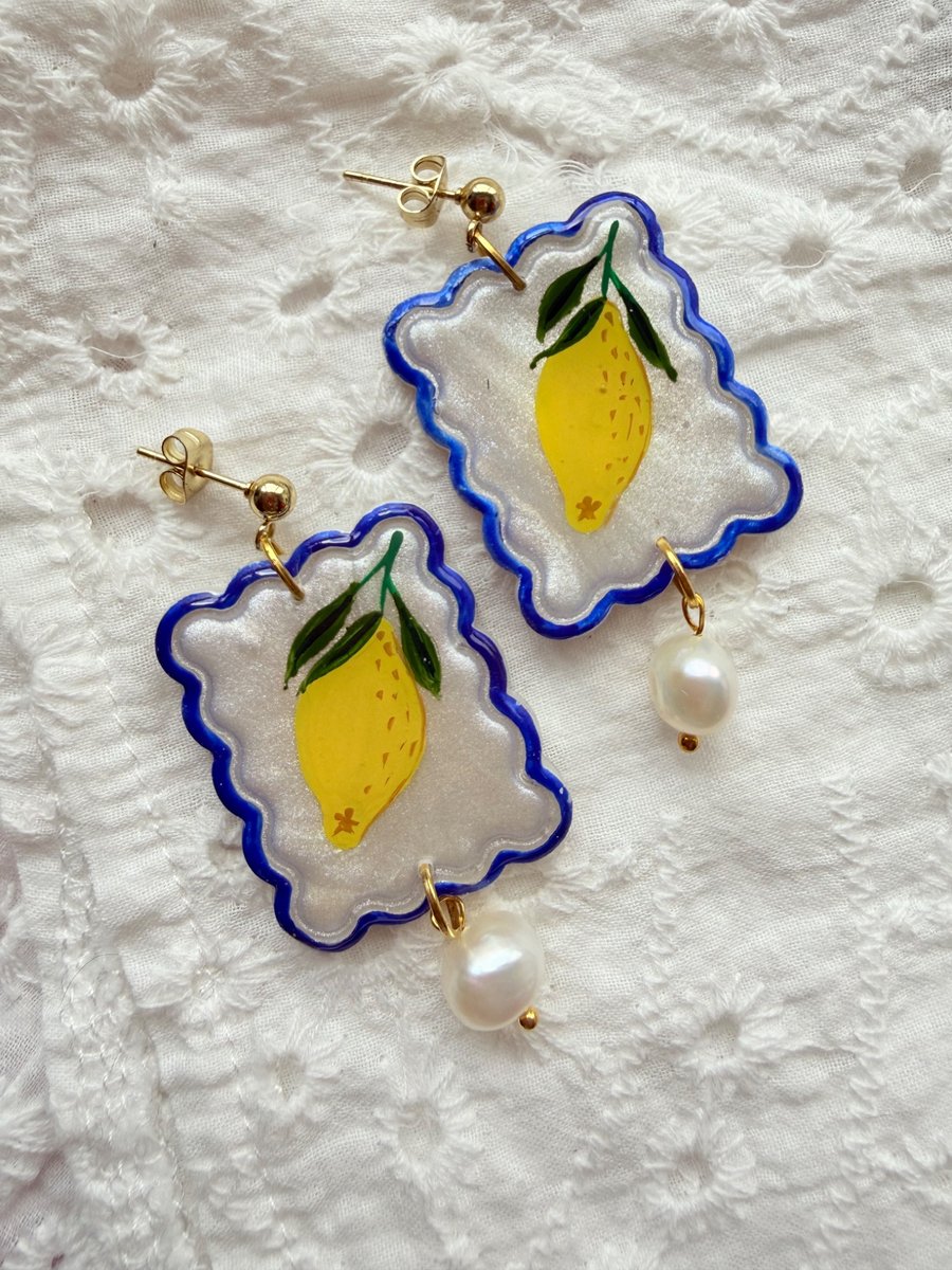 Amalfi Lemon Pearl Drop Earrings