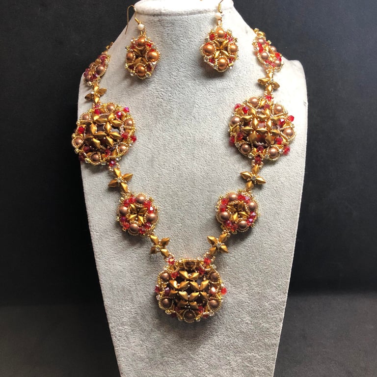 The Tudor Life seed bead and crystal necklace and earring set