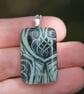  Pale green Art Nouveau glass pendant, fused glass Art Nouveau necklace F32 - Image 1
