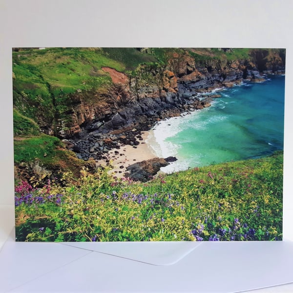 Cornish clifftop flowers - greeting card