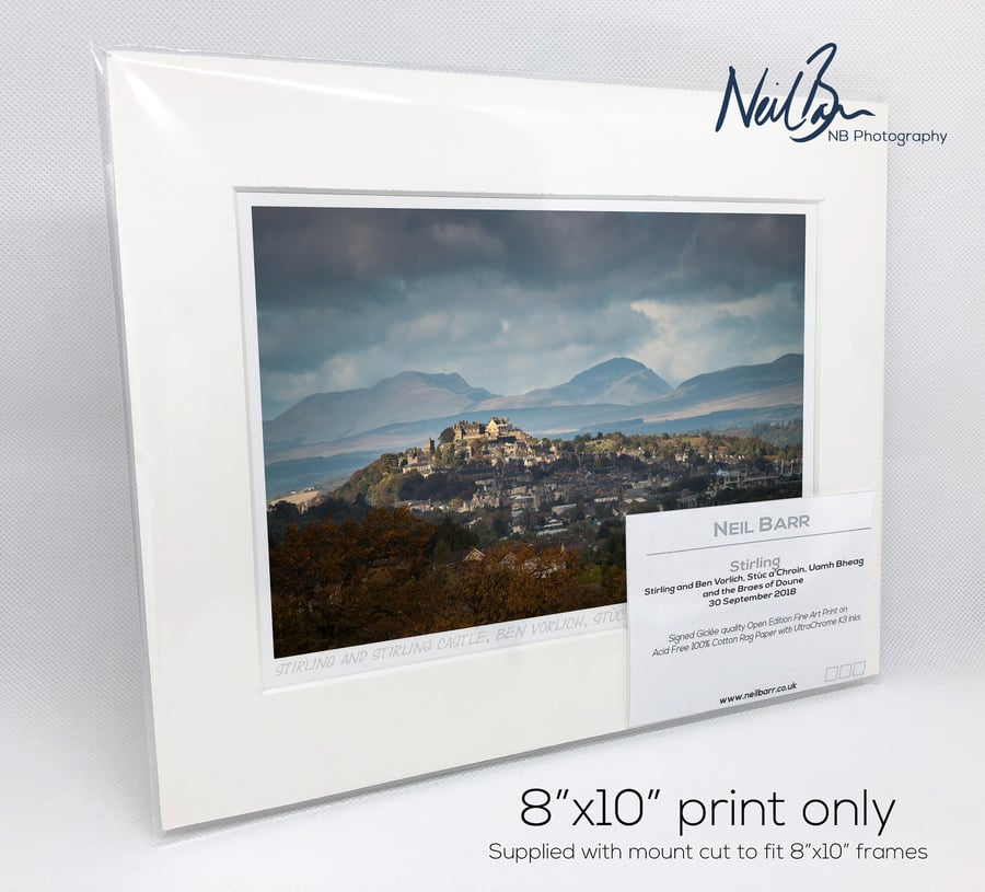 Stirling & Stirling Castle Scotland - A5 (10" x 8") Unframed Print