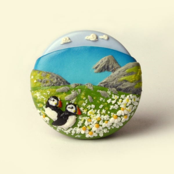 Skomer Island Landscape Brooch