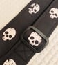 1 inch Wide Adjustable Ukulele Strap with Black and White Skulls - Image 2
