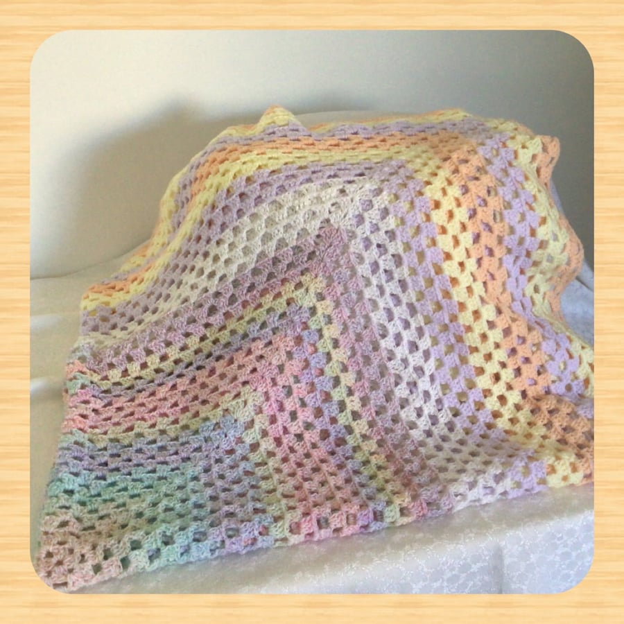 Pastel Granny square blanket
