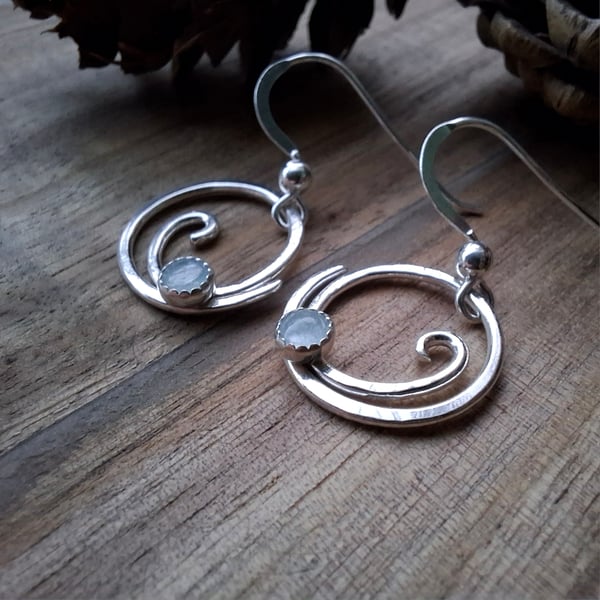 Handmade Winter Wave Silver Earrings Aquamarine 