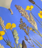 Pressed Flower Hand Painted Wooden Heart Buttercups and Grasses Botanical Art - Image 4