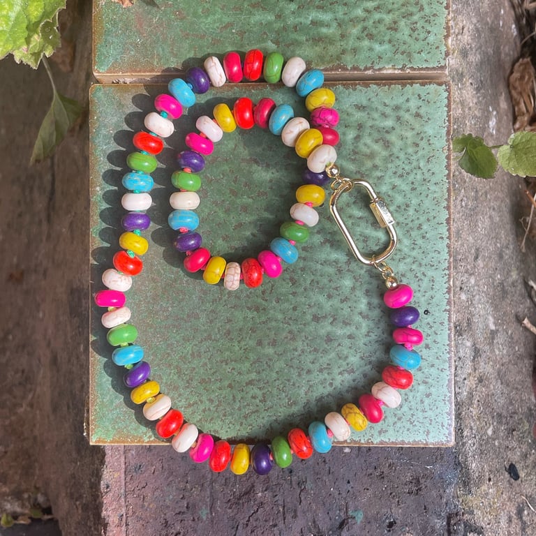 Smarties Rainbow Hand Knotted Beaded Necklace