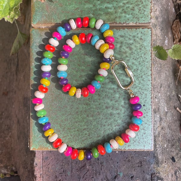 Smarties Rainbow Hand Knotted Beaded Necklace
