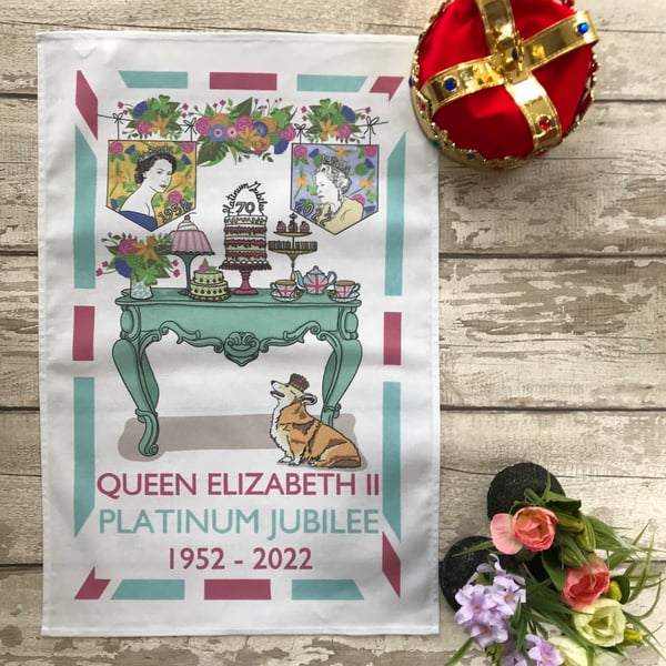 PRE-ORDER - Queen Elizabeth II Platinum Jubilee Souvenir Tea Towel