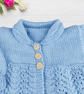 Baby boys Cardigan, Hand Knitted, Light Blue, Collared Sweater, Baby Shower  - Image 3