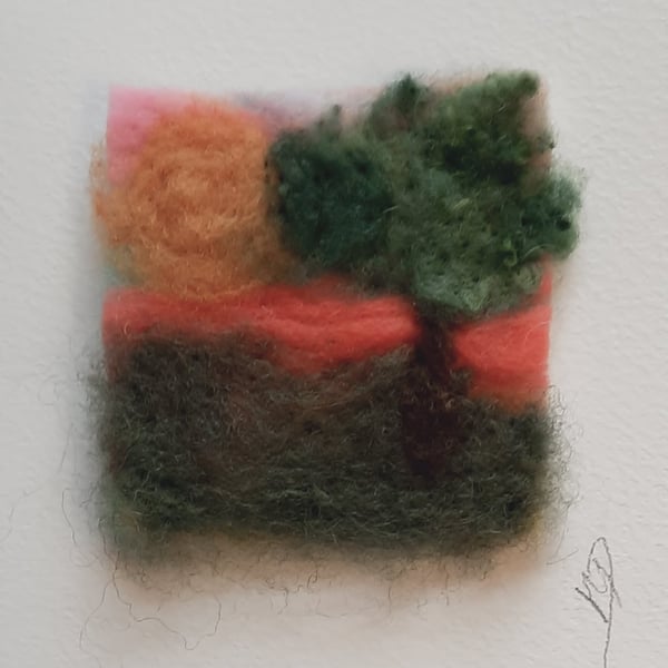 'Sunset' Felted Scene Blank Greeting Card 