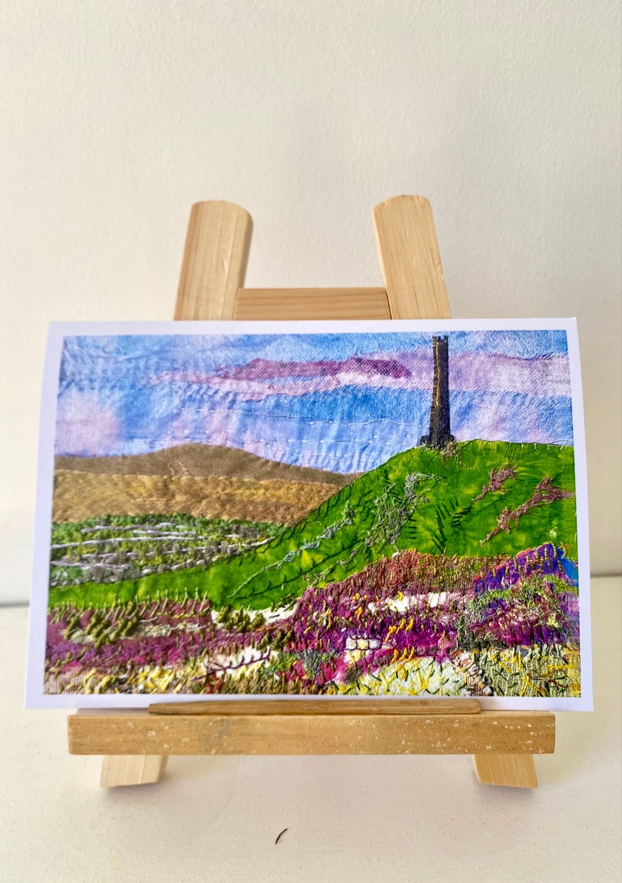 Original textile art print  Greater Manchester landscape 