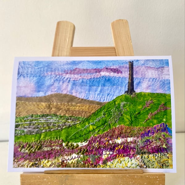 Original textile art print  Greater Manchester landscape 