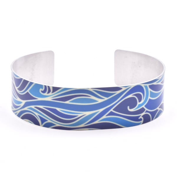 Cuff Bracelet Blue Wave Design