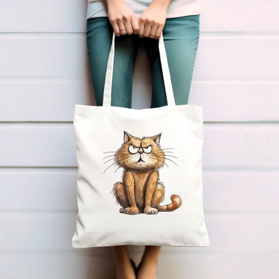 Cat Fun Cat Tote Cotton Shopping Bag. (Number 1 )