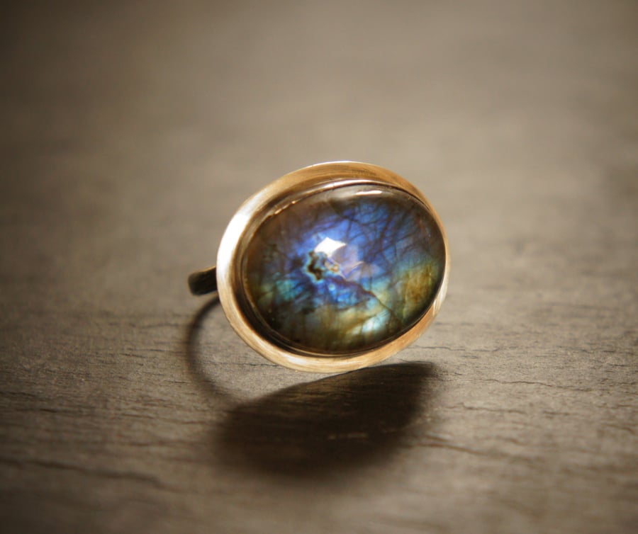 Labradorite Galaxy and Sterling Silver Statement Ring