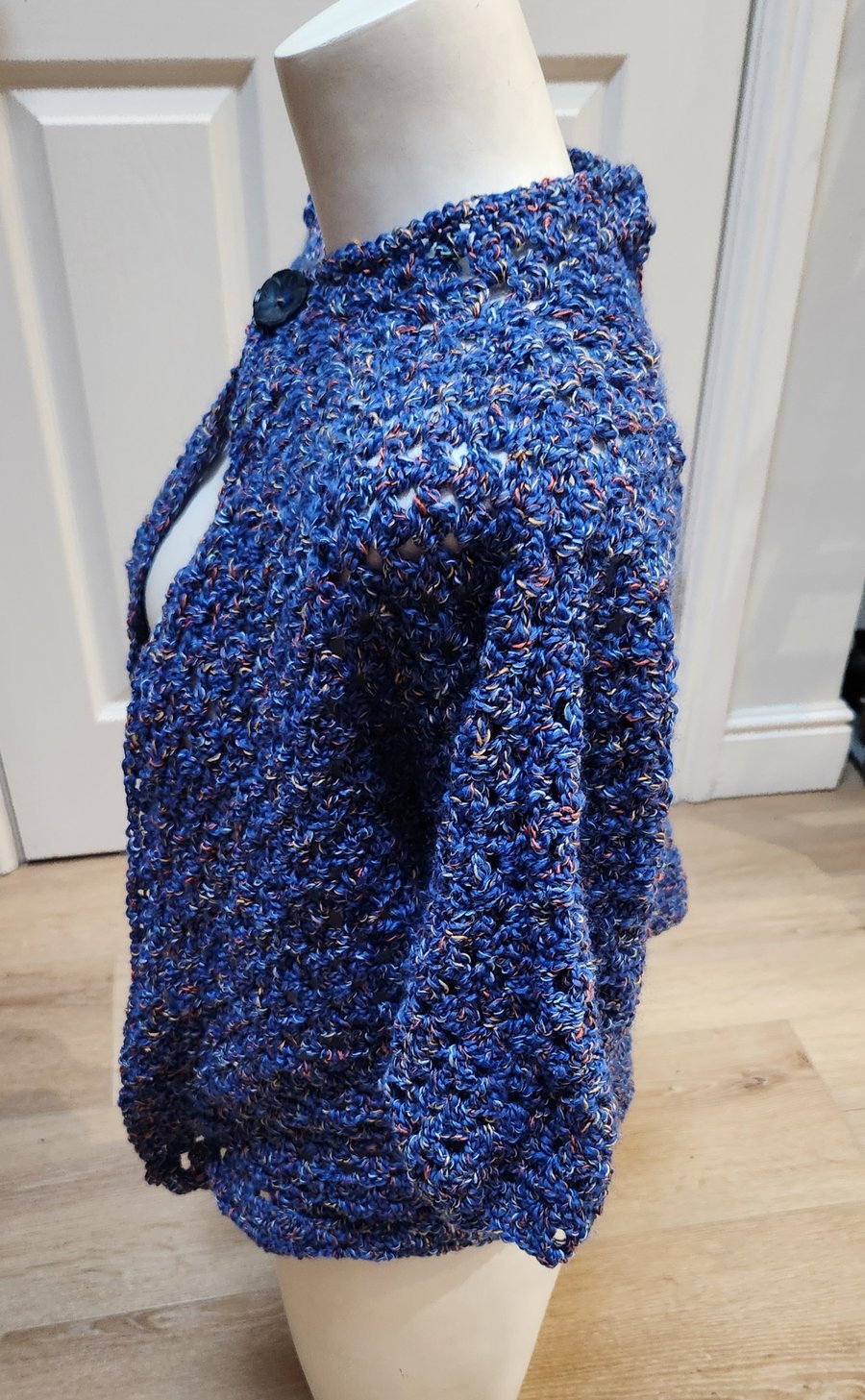 Crochet Hexagon Cardigan Blue