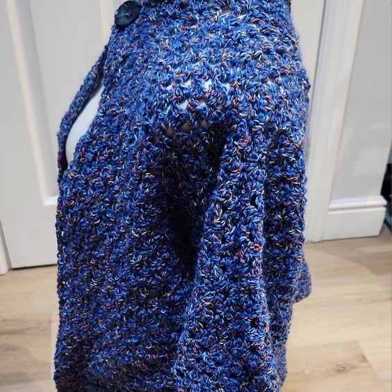 Crochet Hexagon Cardigan Blue