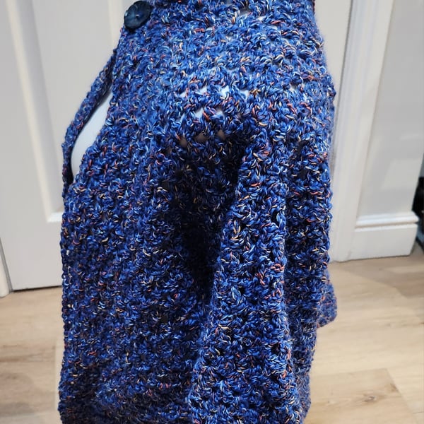 Crochet Hexigan Cardigan Blue