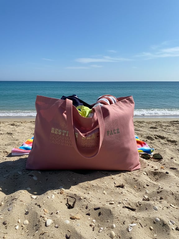 Rose Pink Oversized Tote with Navy Essentials Pouch for Coastal Adventures  