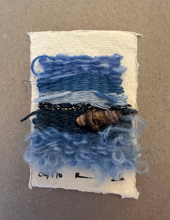 Beaded miniature weaving on card 4 of 10