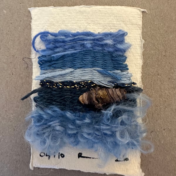 Beaded miniature weaving on card 4 of 10