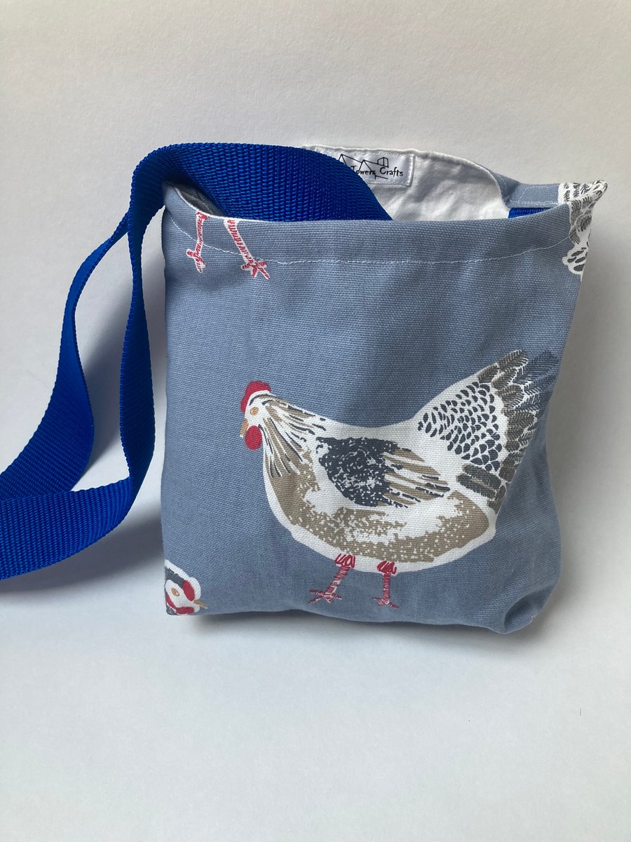 Peg bag with shoulder strap. Chicken print Folksy