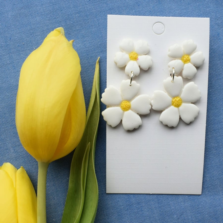 Double Flower Dangle Earrings