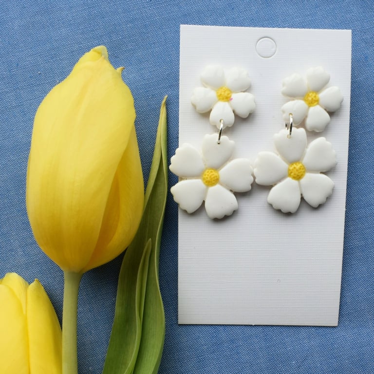 Double Flower Dangle Earrings
