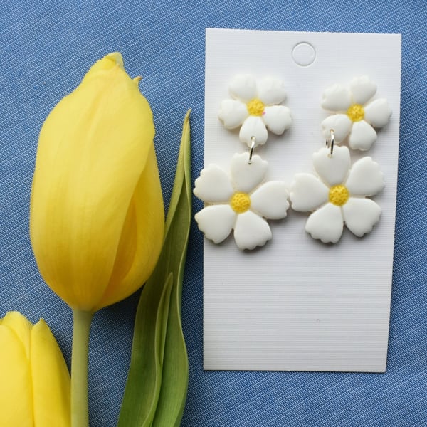 Double Flower Dangle Earrings