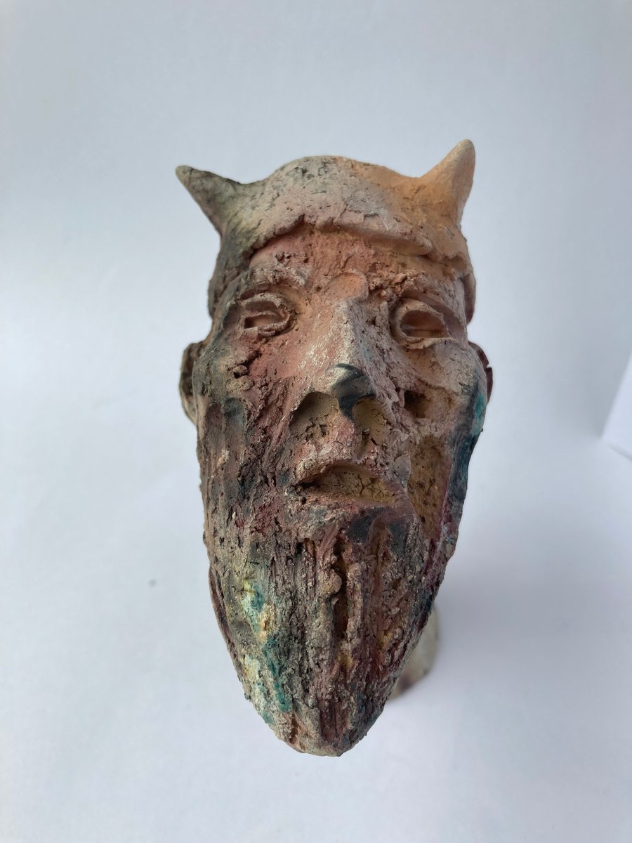 Viking’s Head Ceramic Sculpture
