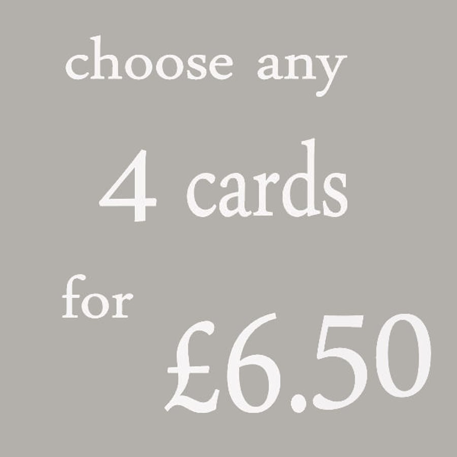 any 4 cards for 6.50