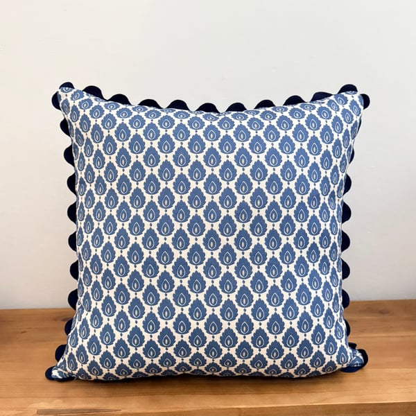 ILIV Odila Blue & Cream Cushion Cover with Ric Rac Trim