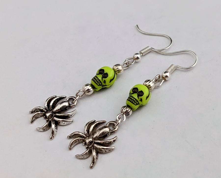 Skull and spider earrings