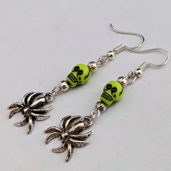 Skull and spider earrings