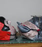 HANDMADE UNIQUE PAPER MACHE RED RIDING HOOD & GRANDMA (Wolf) on board, Folk Art 