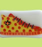 HANDMADE FUSED DICHROIC GLASS 'YELLOW HIGHTOPS' BROOCH. - Image 3