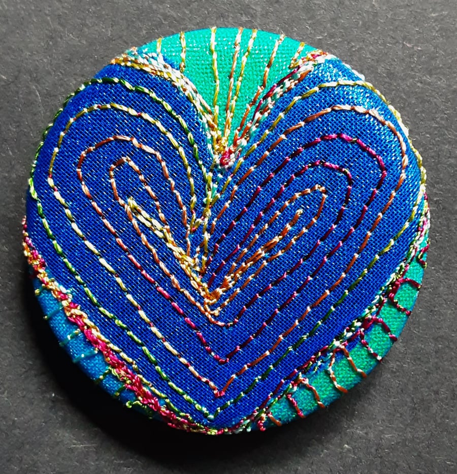 38mm Hand Dyed Fabric Heart Badge with Free Mac... Folksy