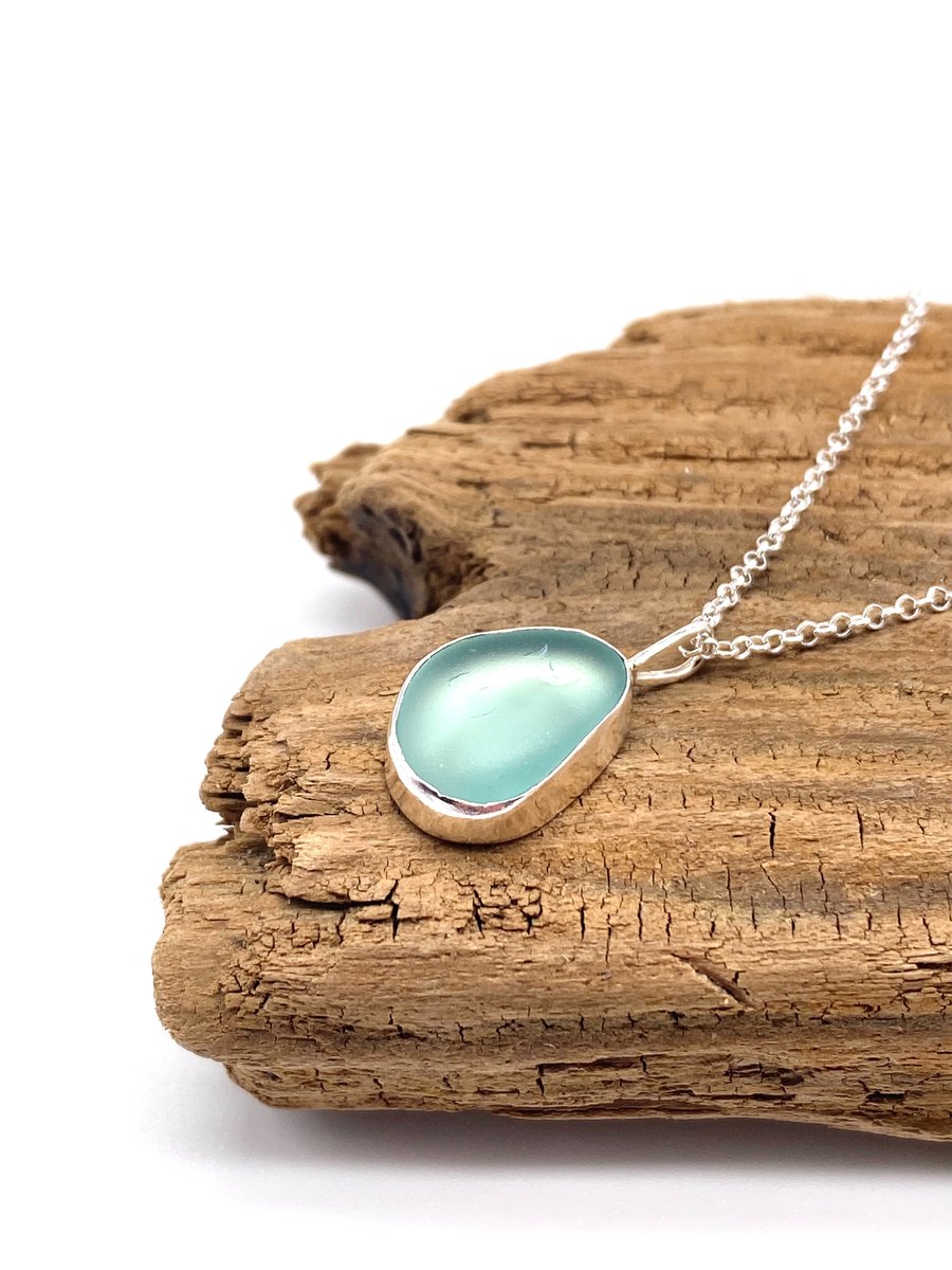 Light Blue Sea Glass Necklace