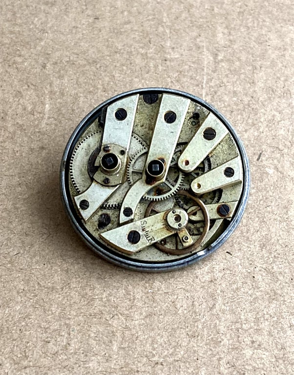 Upcycled Steampunk Antique Watch Movement Brooch Pin - Statement Brooch 